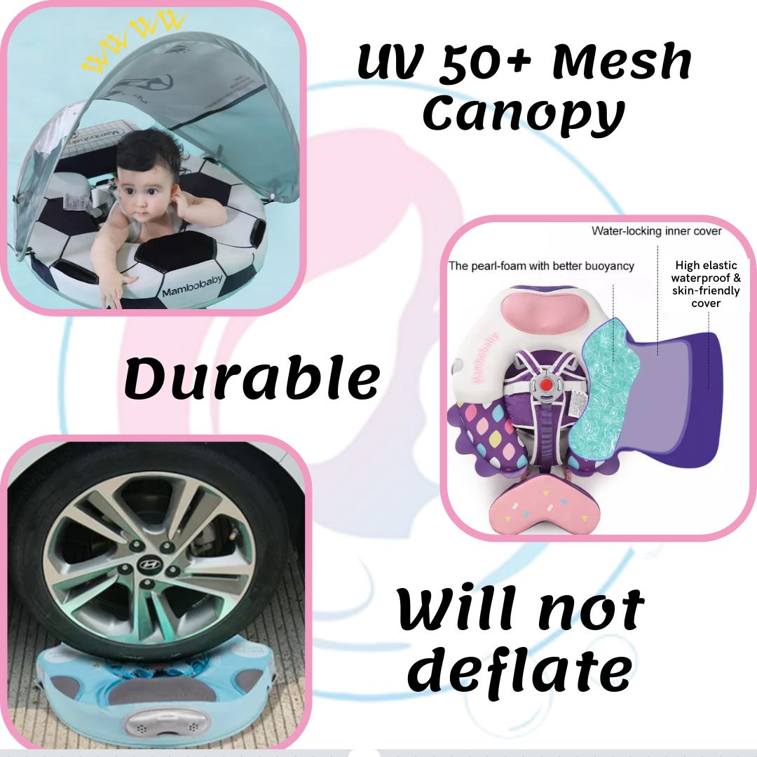 Double Eye Pal Chest Float – Baby Pool Float With 3D Canopy (Pink & Purple)