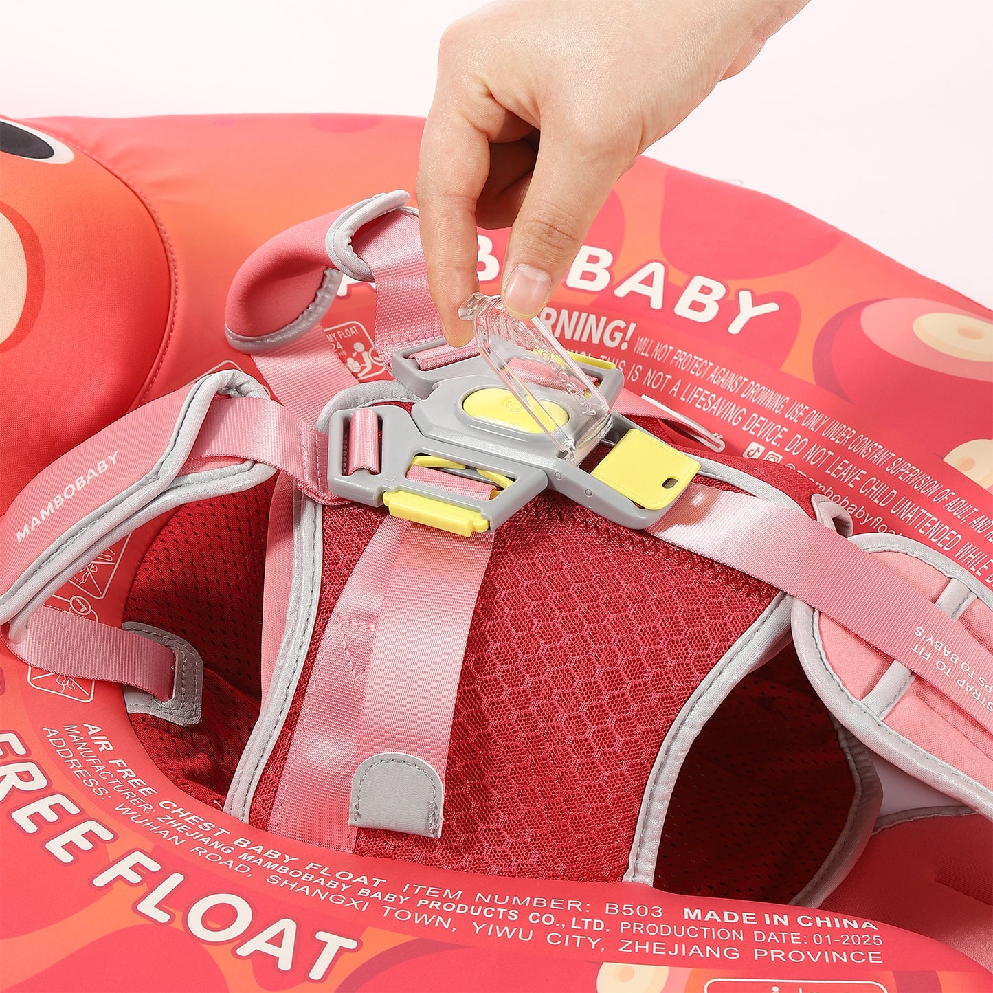 Octo Hug Chest Float – Baby Pool Float with 3D Canopy (Pink & Red)