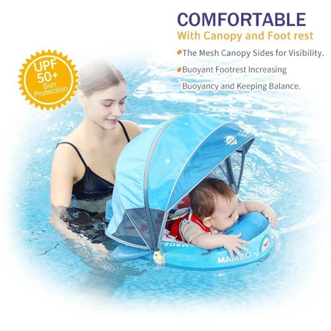 🦈Shark Jaw Chest Float – Baby Pool Float With 3D Canopy (Blue Red & White)