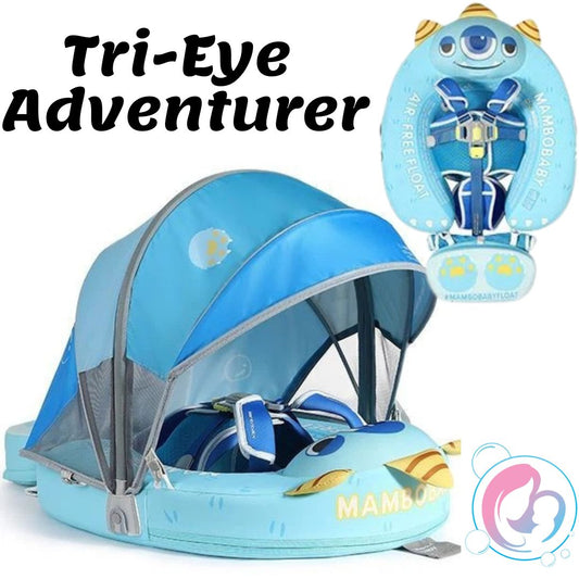 Tri-Eye Adventurer Chest Float – Baby Pool Float With 3D Canopy (Blue & Green)