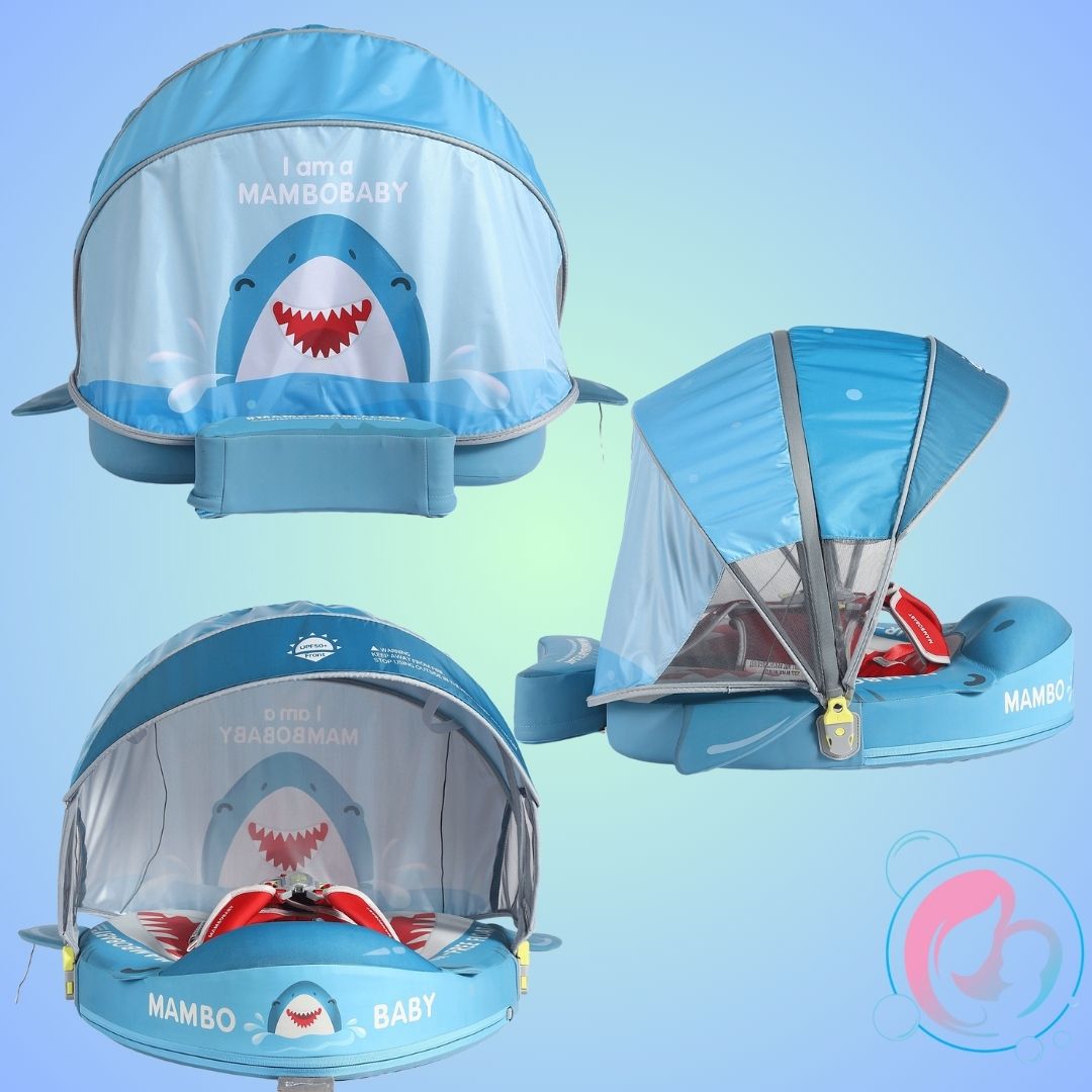 🦈Shark Jaw Chest Float – Baby Pool Float With 3D Canopy (Blue Red & White)