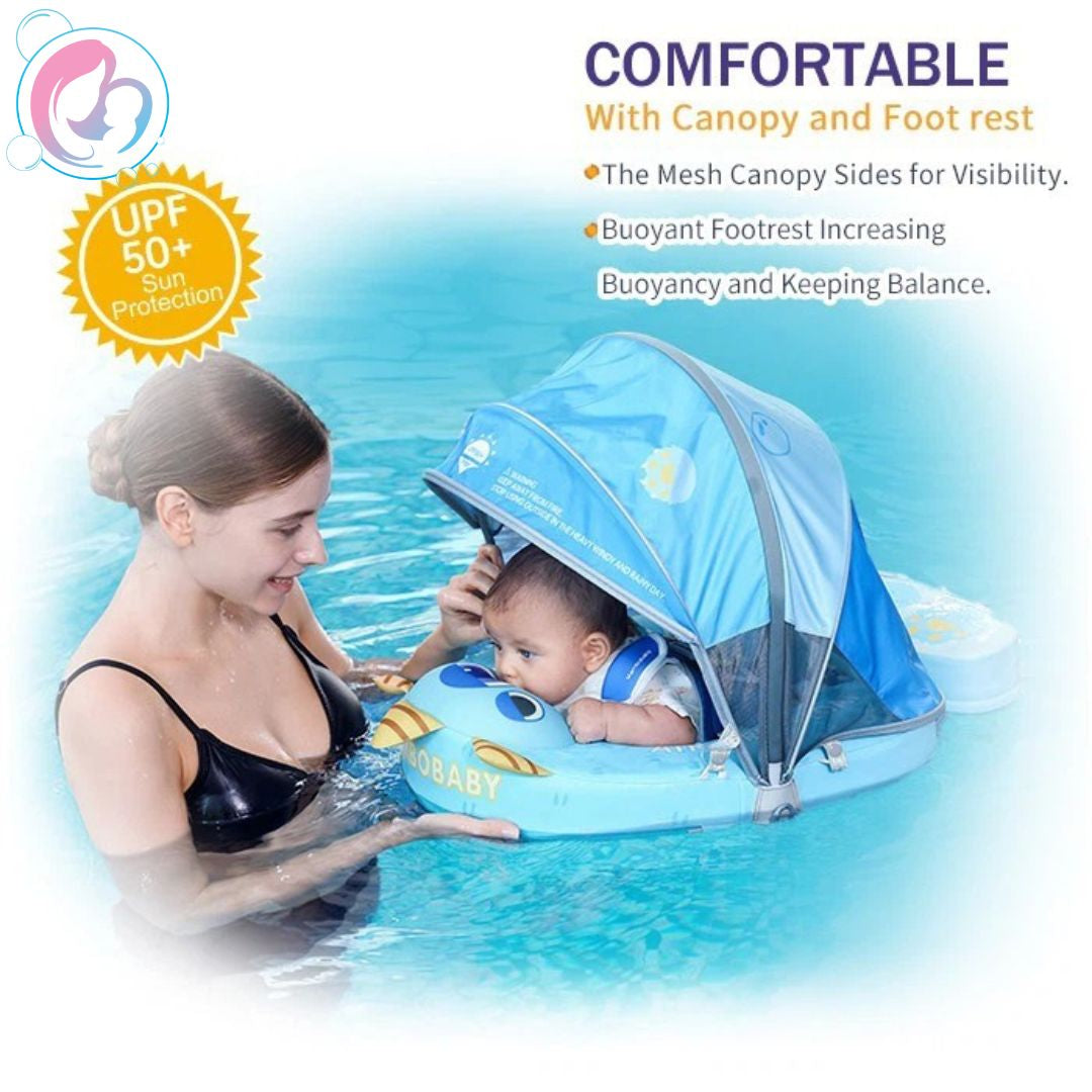 Tri-Eye Adventurer Chest Float – Baby Pool Float With 3D Canopy (Blue & Green)