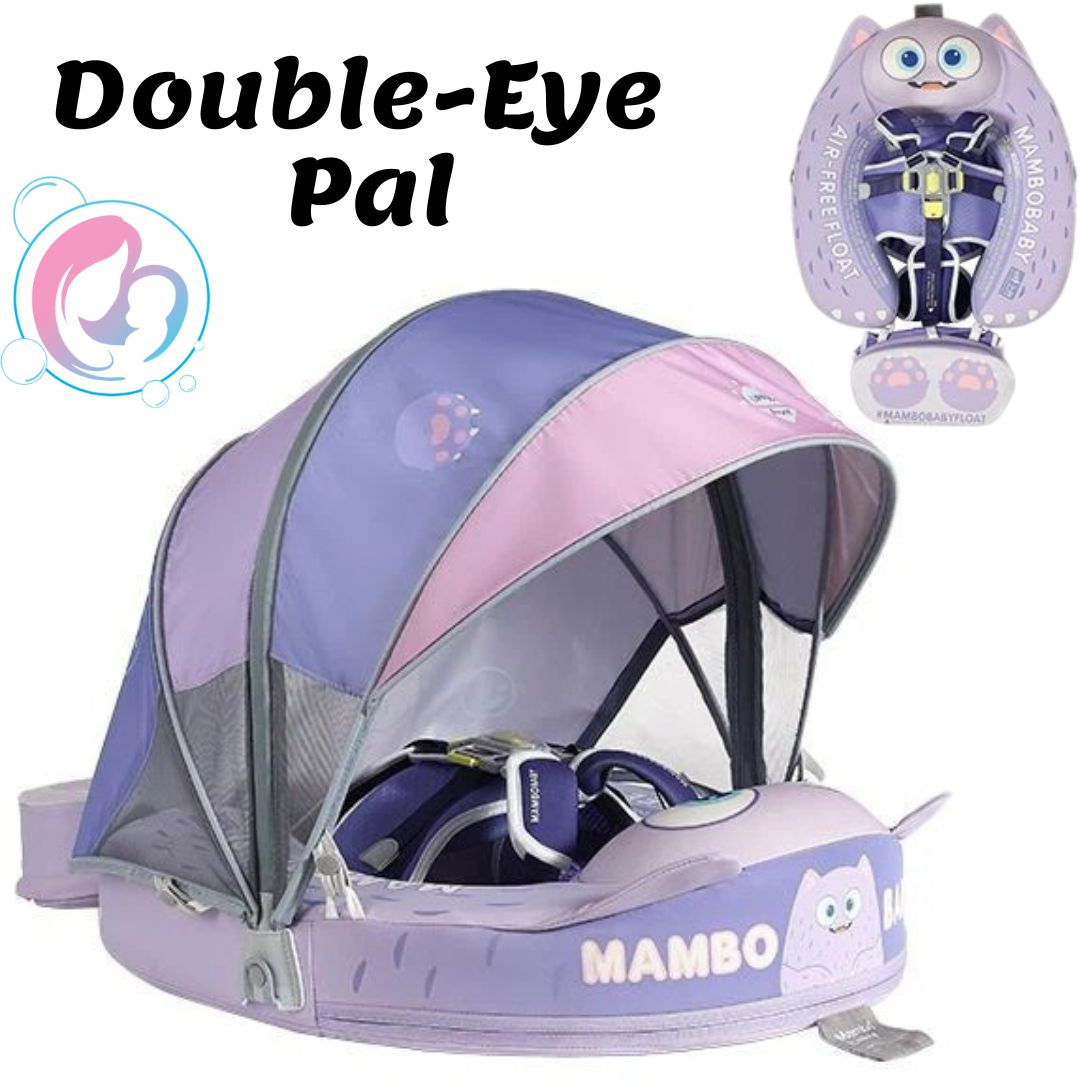 Double Eye Pal Chest Float – Baby Pool Float With 3D Canopy (Pink & Purple)