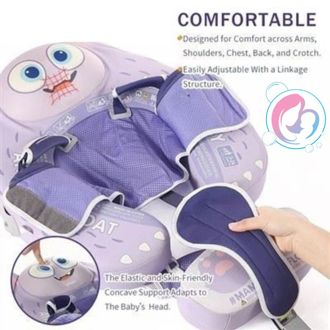 Double Eye Pal Chest Float – Baby Pool Float With 3D Canopy (Pink & Purple)