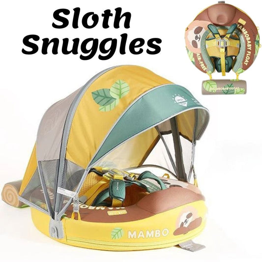 Sloth Snuggle Mambobaby Chest Float With 3D Canopy – Air-Free Baby Swim Float