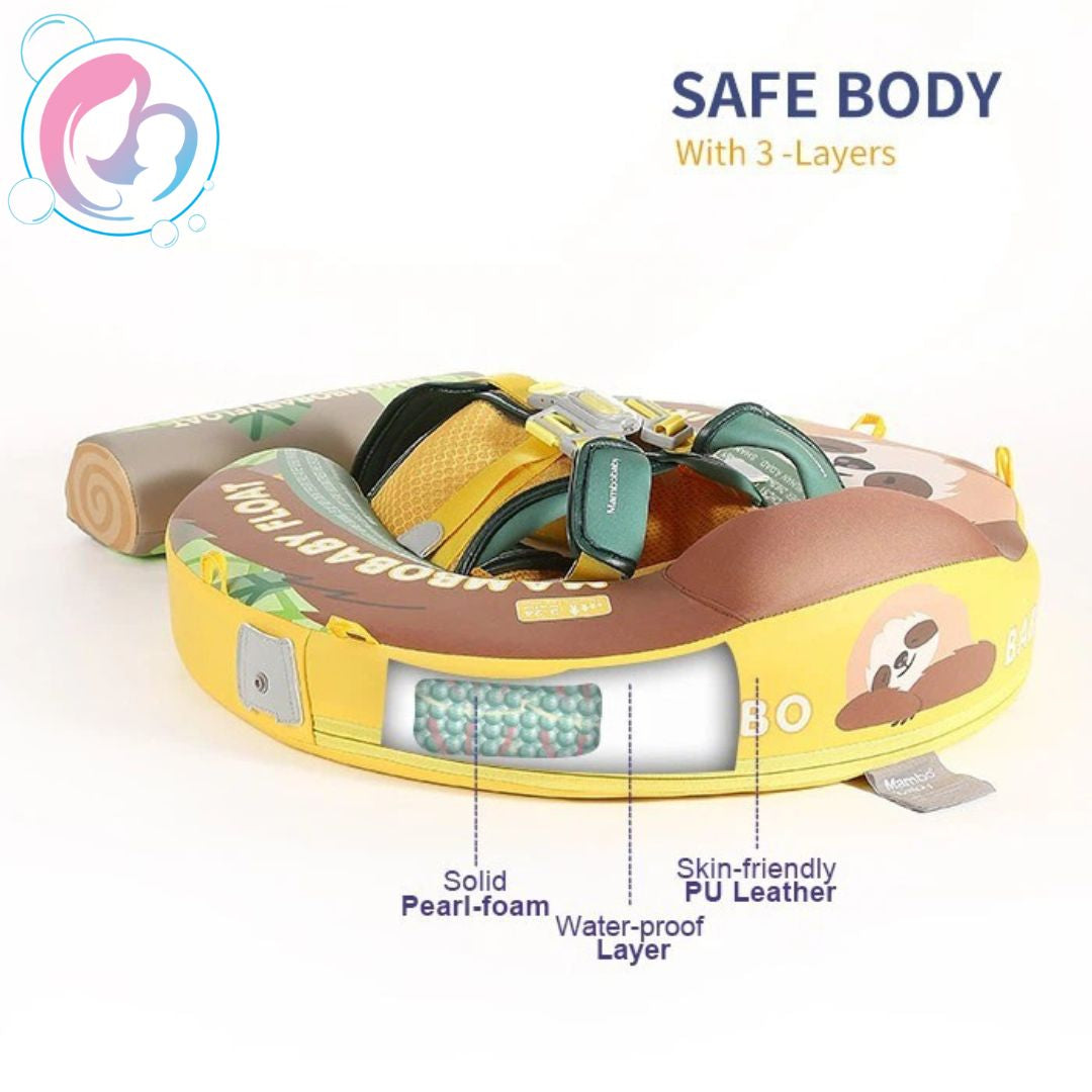 Sloth Snuggle Mambobaby Chest Float With 3D Canopy – Air-Free Baby Swim Float