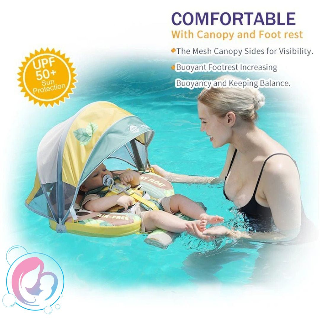 Sloth Snuggle Mambobaby Chest Float With 3D Canopy – Air-Free Baby Swim Float