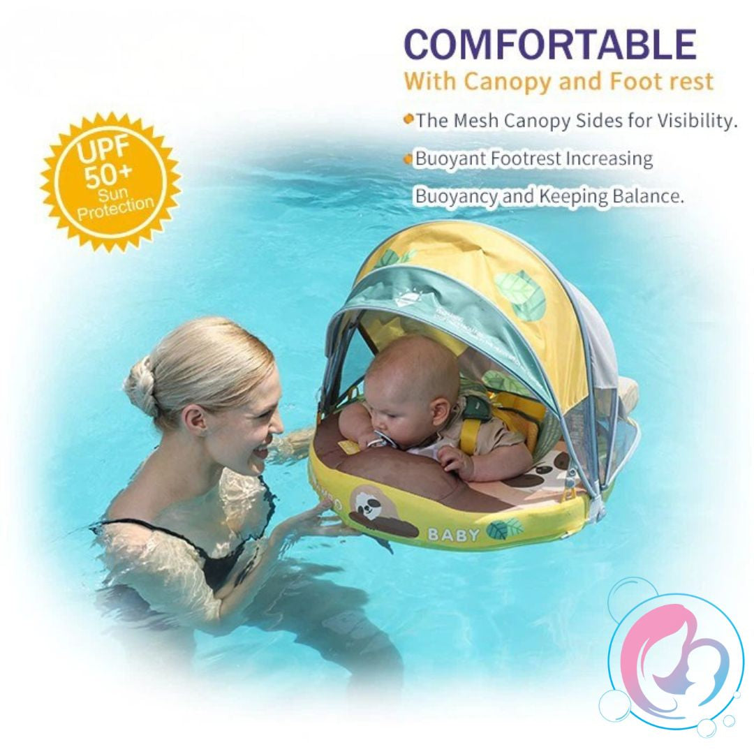 Sloth Snuggle Mambobaby Chest Float With 3D Canopy – Air-Free Baby Swim Float