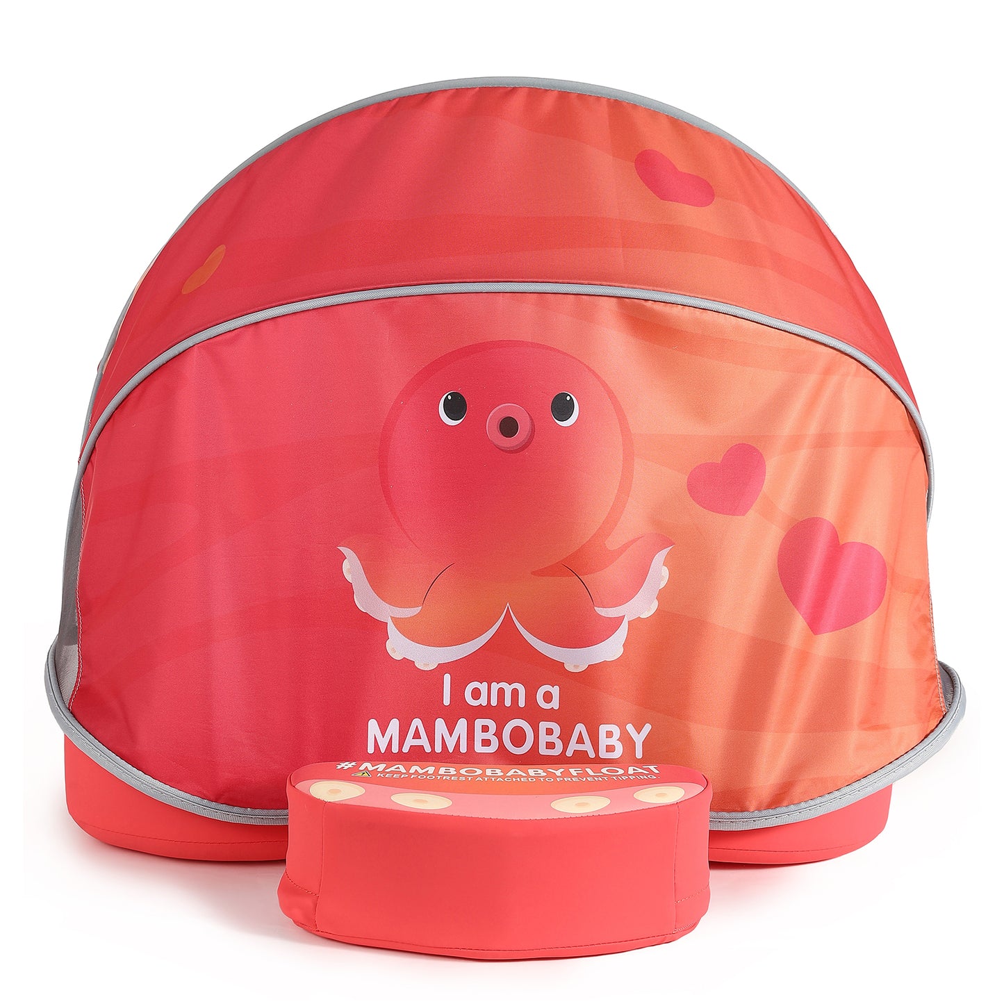 Octo Hug Chest Float – Baby Pool Float with 3D Canopy (Pink & Red)