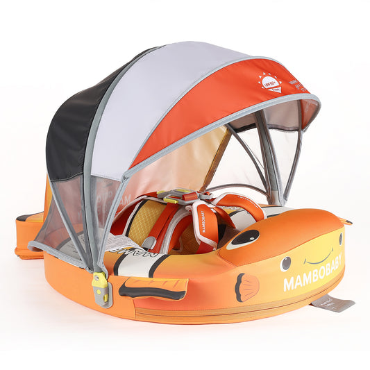 Clownfish Pal Chest Float – Baby Pool Float with 3D Canopy 3-24 Months (Purple & Pastel)