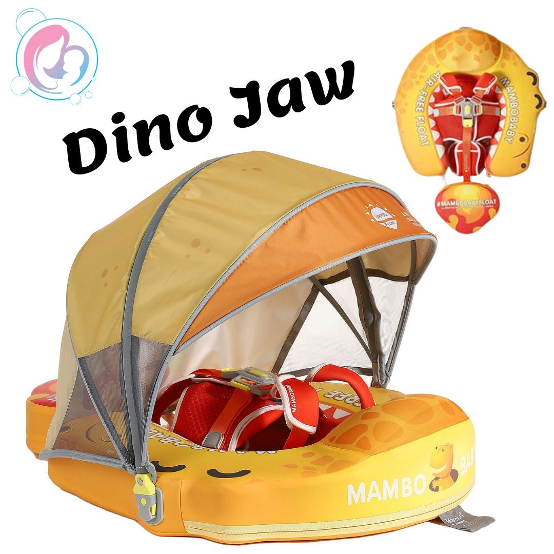 🦖Dino Jaw Chest Float – Baby Pool Float With 3D Canopy (bright Yellows)
