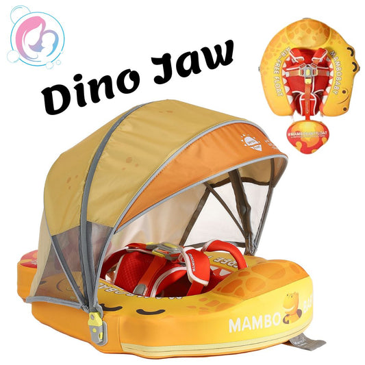 🦖Dino Jaw Chest Float – Baby Pool Float With 3D Canopy (bright Yellows)