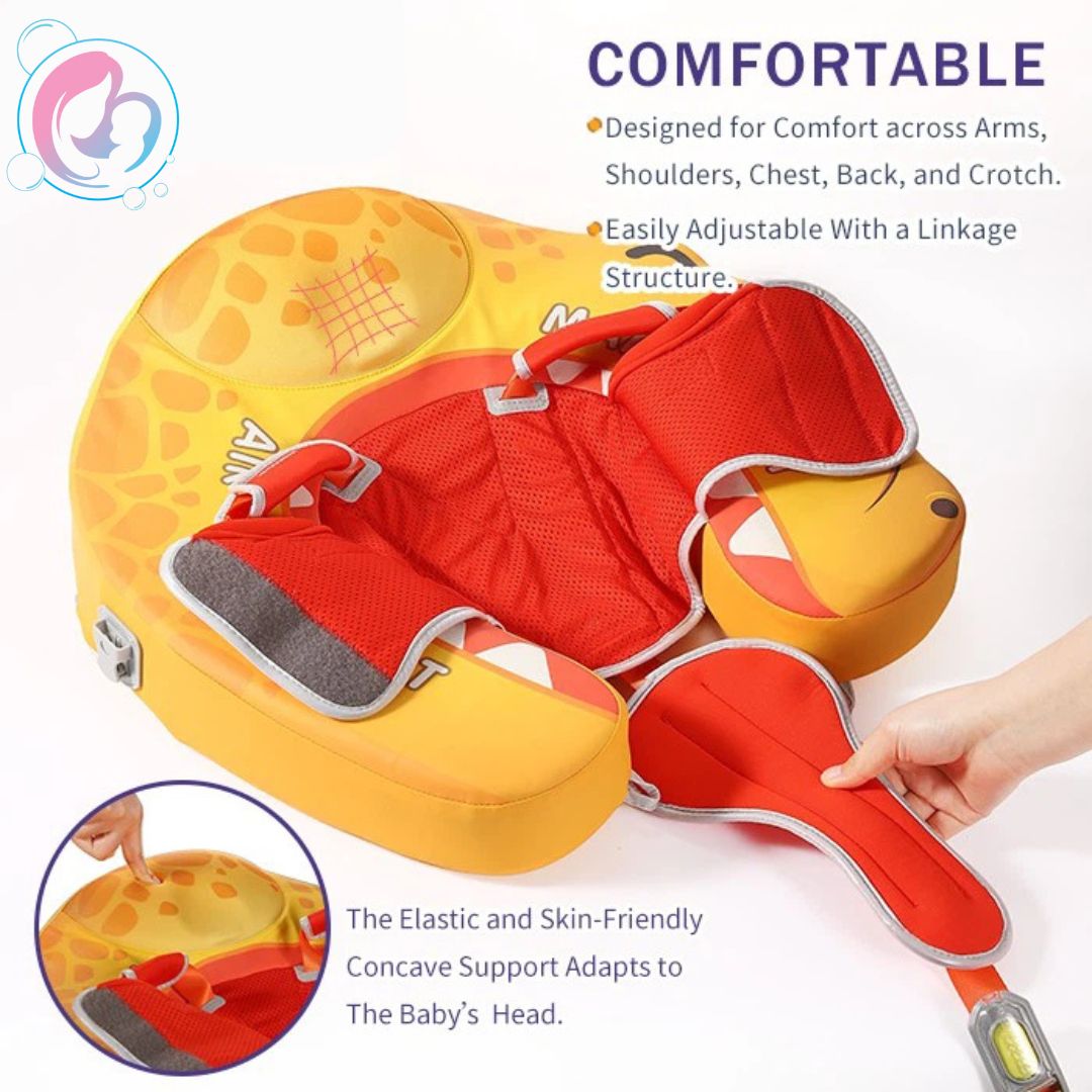 🦖Dino Jaw Chest Float – Baby Pool Float With 3D Canopy (bright Yellows)