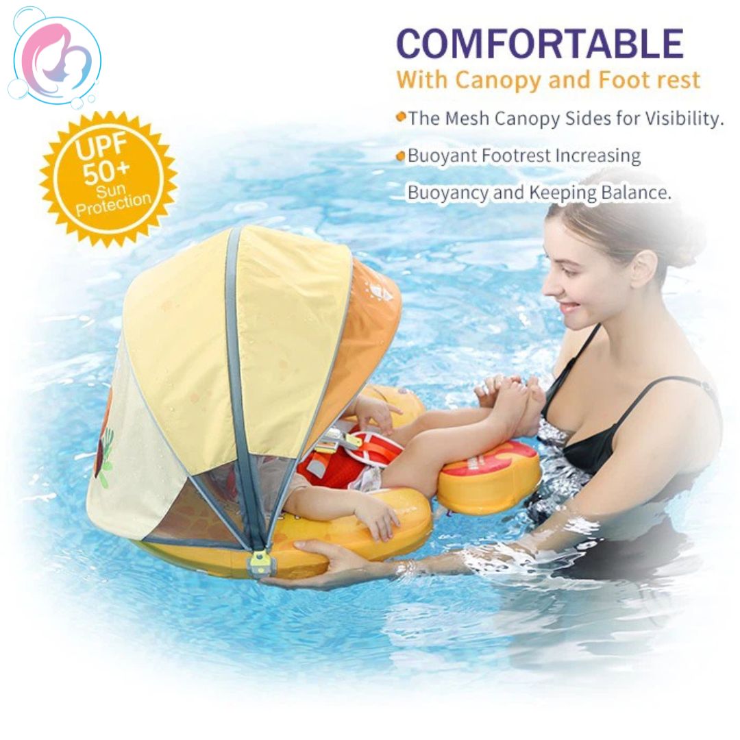 🦖Dino Jaw Chest Float – Baby Pool Float With 3D Canopy (bright Yellows)