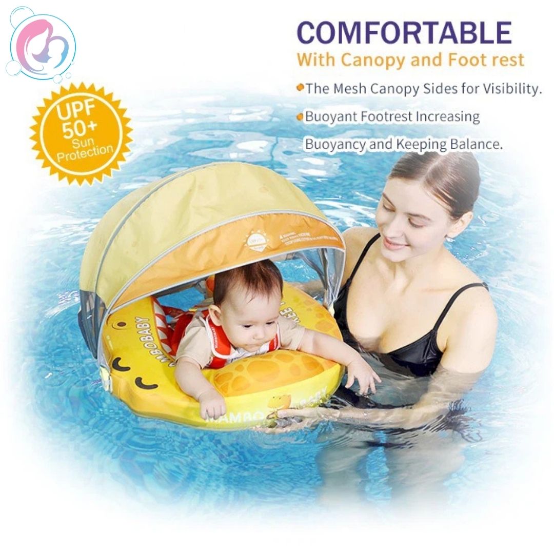 🦖Dino Jaw Chest Float – Baby Pool Float With 3D Canopy (bright Yellows)