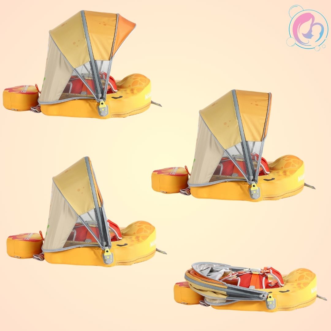 🦖Dino Jaw Chest Float – Baby Pool Float With 3D Canopy (bright Yellows)