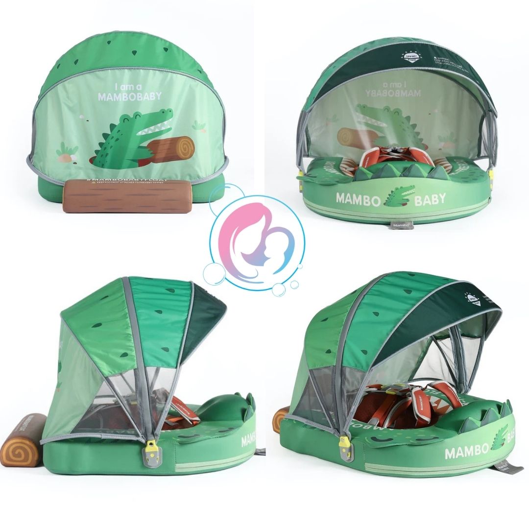 🐊Gator Jaw Chest Float – Baby Pool Float With 3D Canopy (Green & Brown)