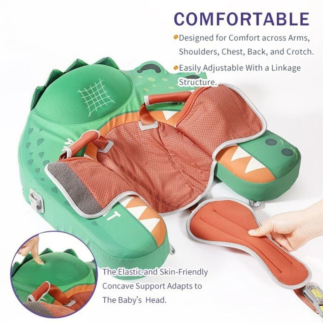 🐊Gator Jaw Chest Float – Baby Pool Float With 3D Canopy (Green & Brown)