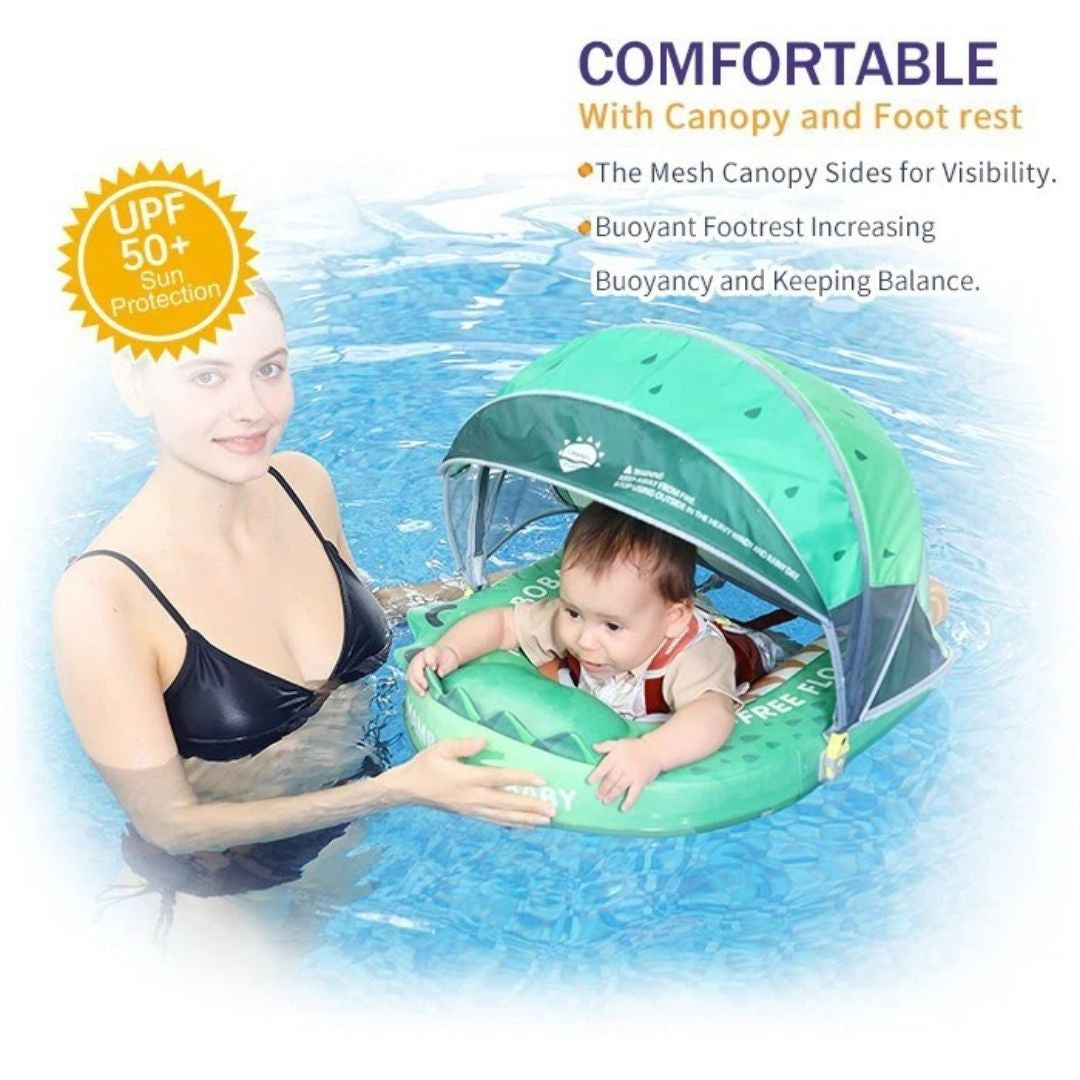 🐊Gator Jaw Chest Float – Baby Pool Float With 3D Canopy (Green & Brown)
