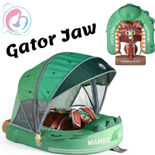 🐊Gator Jaw Chest Float – Baby Pool Float With 3D Canopy (Green & Brown)