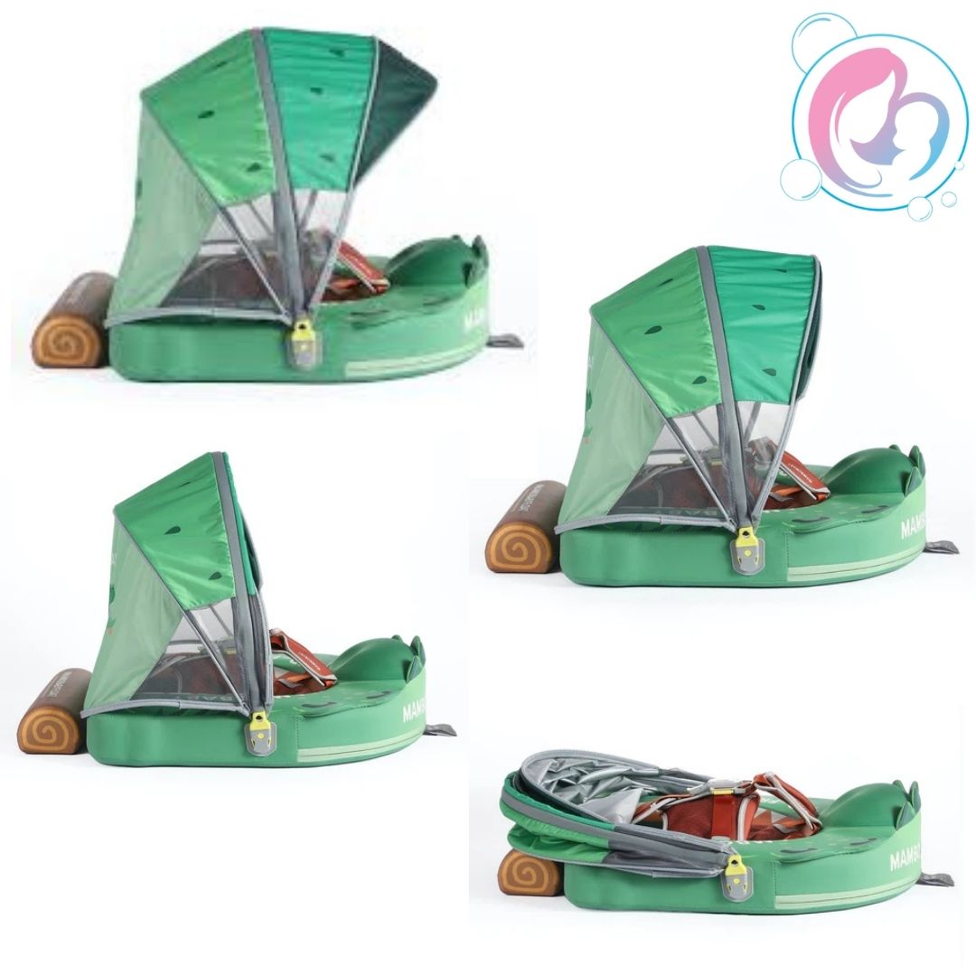 🐊Gator Jaw Chest Float – Baby Pool Float With 3D Canopy (Green & Brown)