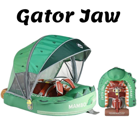 🐊Gator Jaw Chest Float – Baby Pool Float With 3D Canopy (Green & Brown)