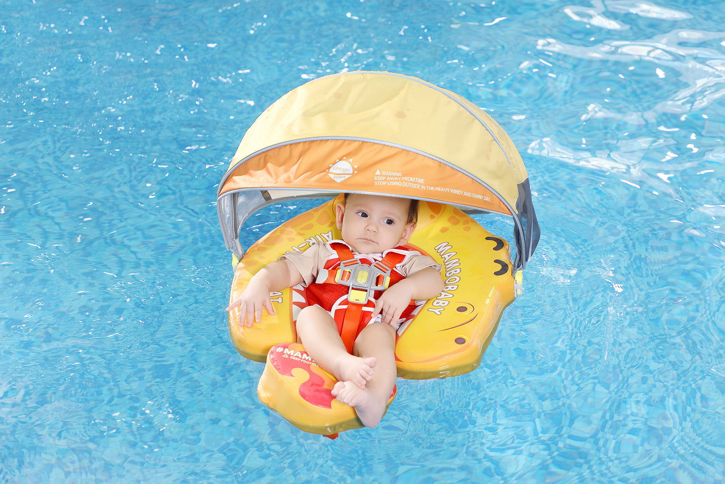 🦖Dino Jaw Chest Float – Baby Pool Float With 3D Canopy (bright Yellows)