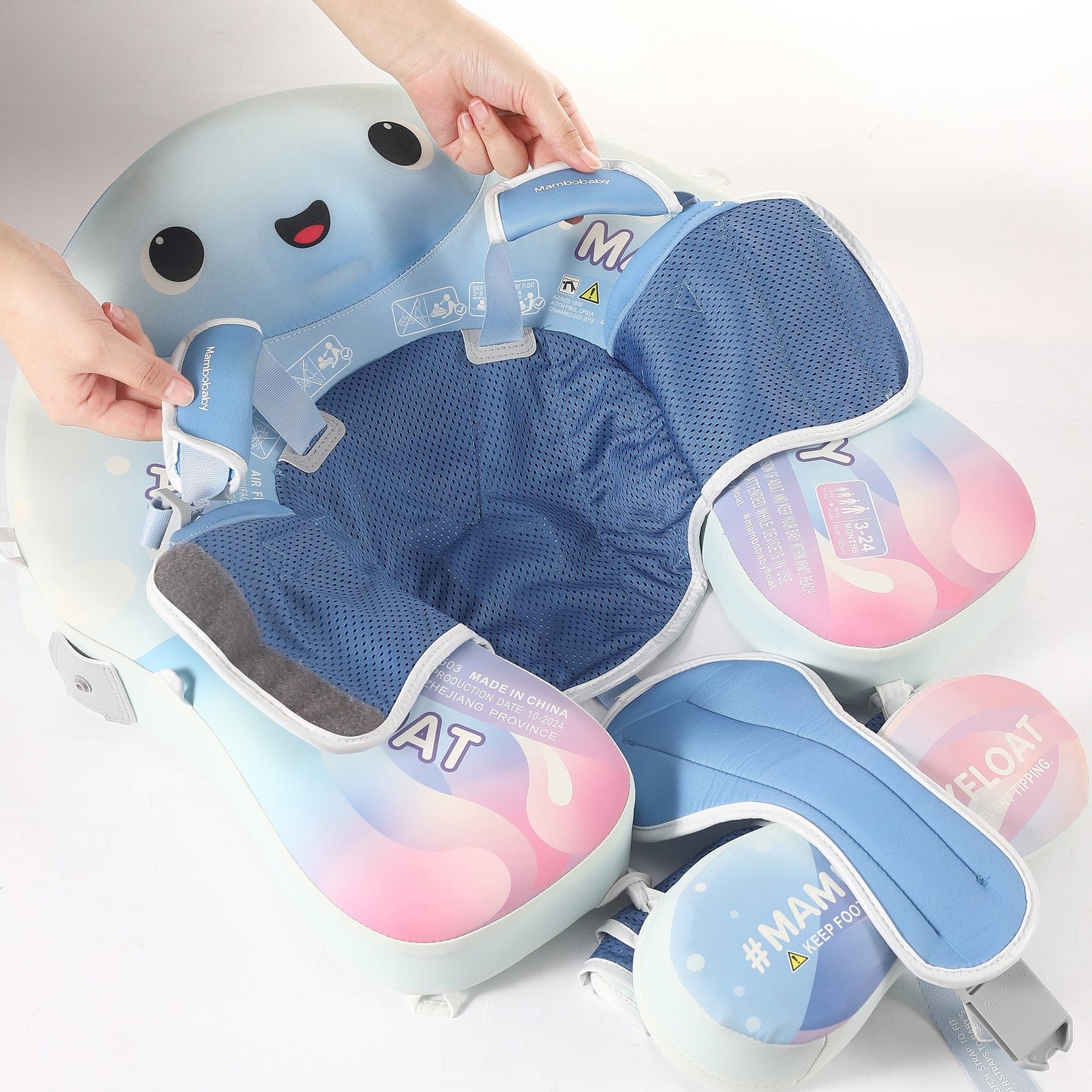 🪼 Jelly Dream Chest Float – Baby Pool Float With 3D Canopy (Pastel Pink & Blue)