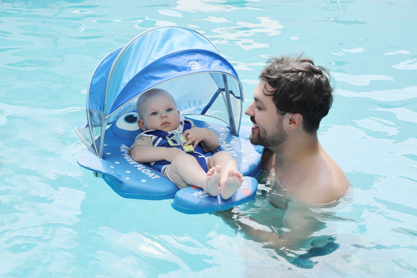 MantaWing Chest Float – Baby Pool Float (Pink / Blue) with 3D Canopy