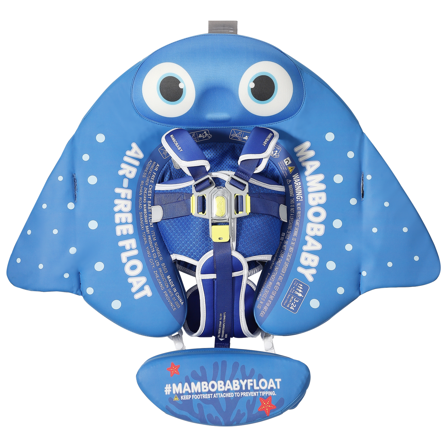 MantaWing Chest Float – Baby Pool Float (Pink / Blue) with 3D Canopy