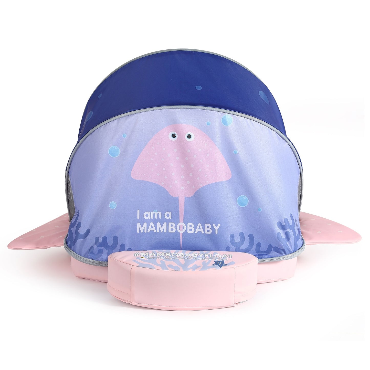 MantaWing Chest Float – Baby Pool Float (Pink / Blue) with 3D Canopy