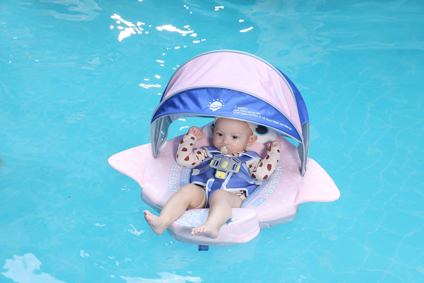 MantaWing Chest Float – Baby Pool Float (Pink / Blue) with 3D Canopy