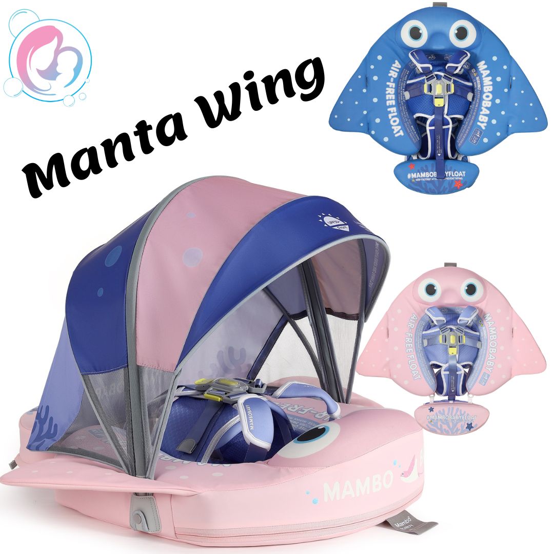 🌊🐟🌊MantaWing Chest Float – Baby Pool Float (Pink or Blue) with 3D Canopy🌊🐟🌊