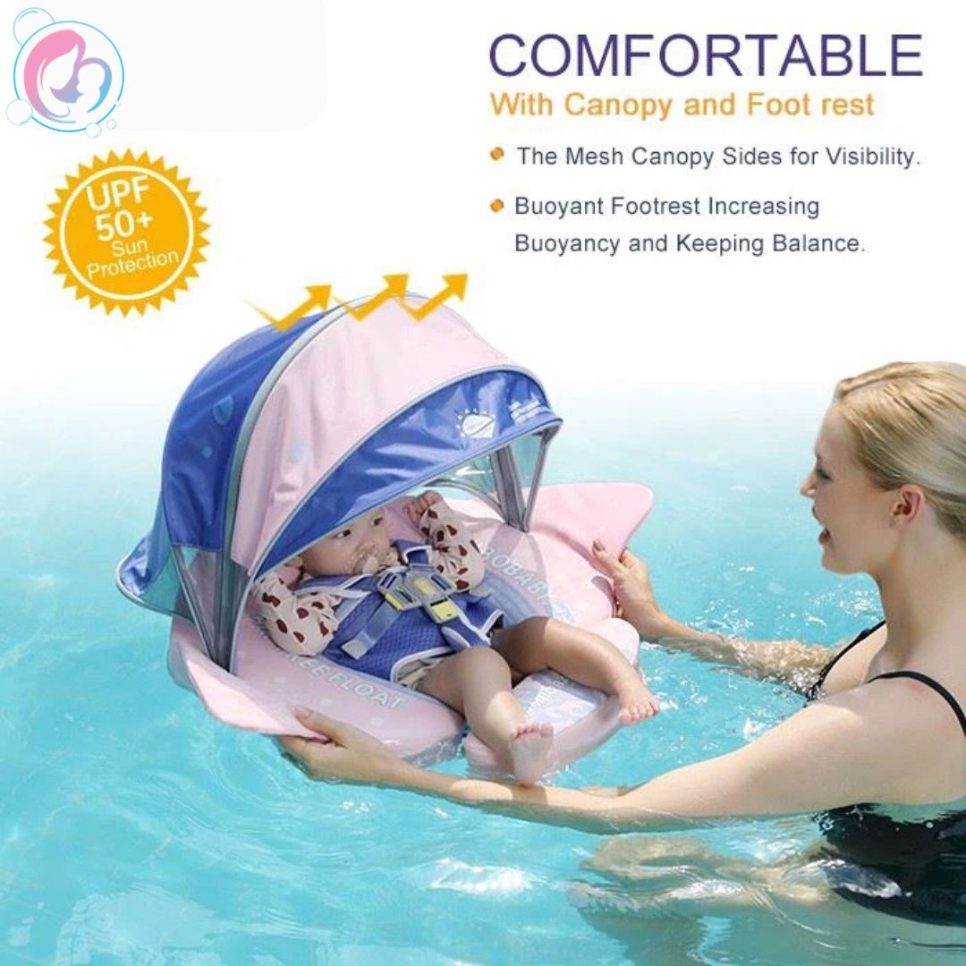 🌊🐟🌊MantaWing Chest Float – Baby Pool Float (Pink or Blue) with 3D Canopy🌊🐟🌊