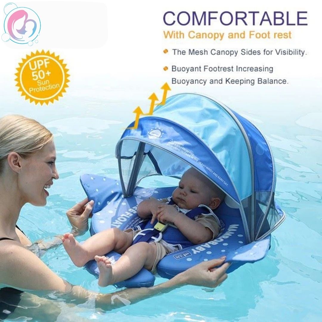 🌊🐟🌊MantaWing Chest Float – Baby Pool Float (Pink or Blue) with 3D Canopy🌊🐟🌊