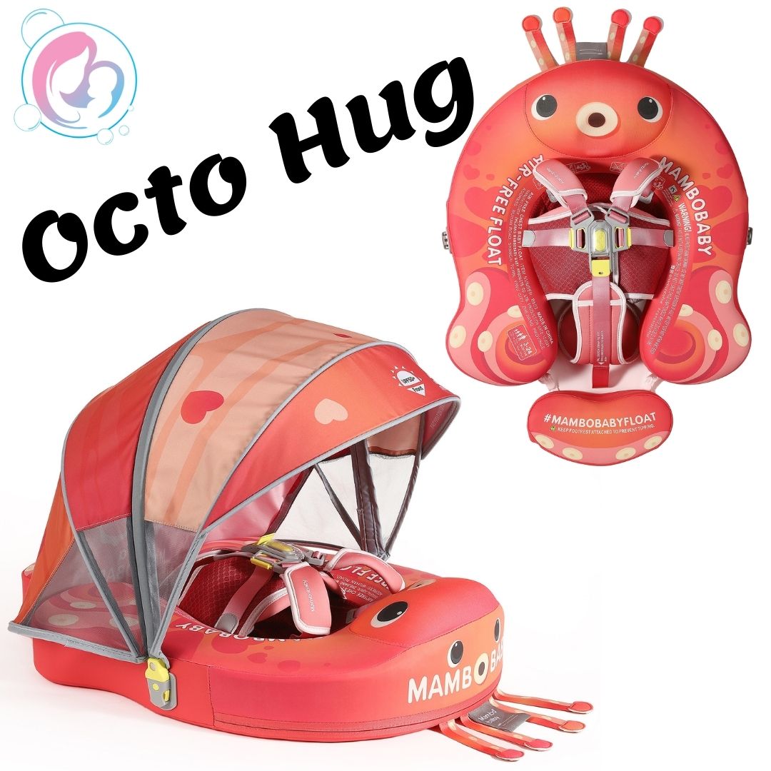 🐙Octo Hug Chest Float – Baby Pool Float with 3D Canopy (Pink & Red)
