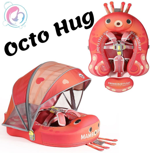 🐙Octo Hug Chest Float – Baby Pool Float with 3D Canopy (Pink & Red)