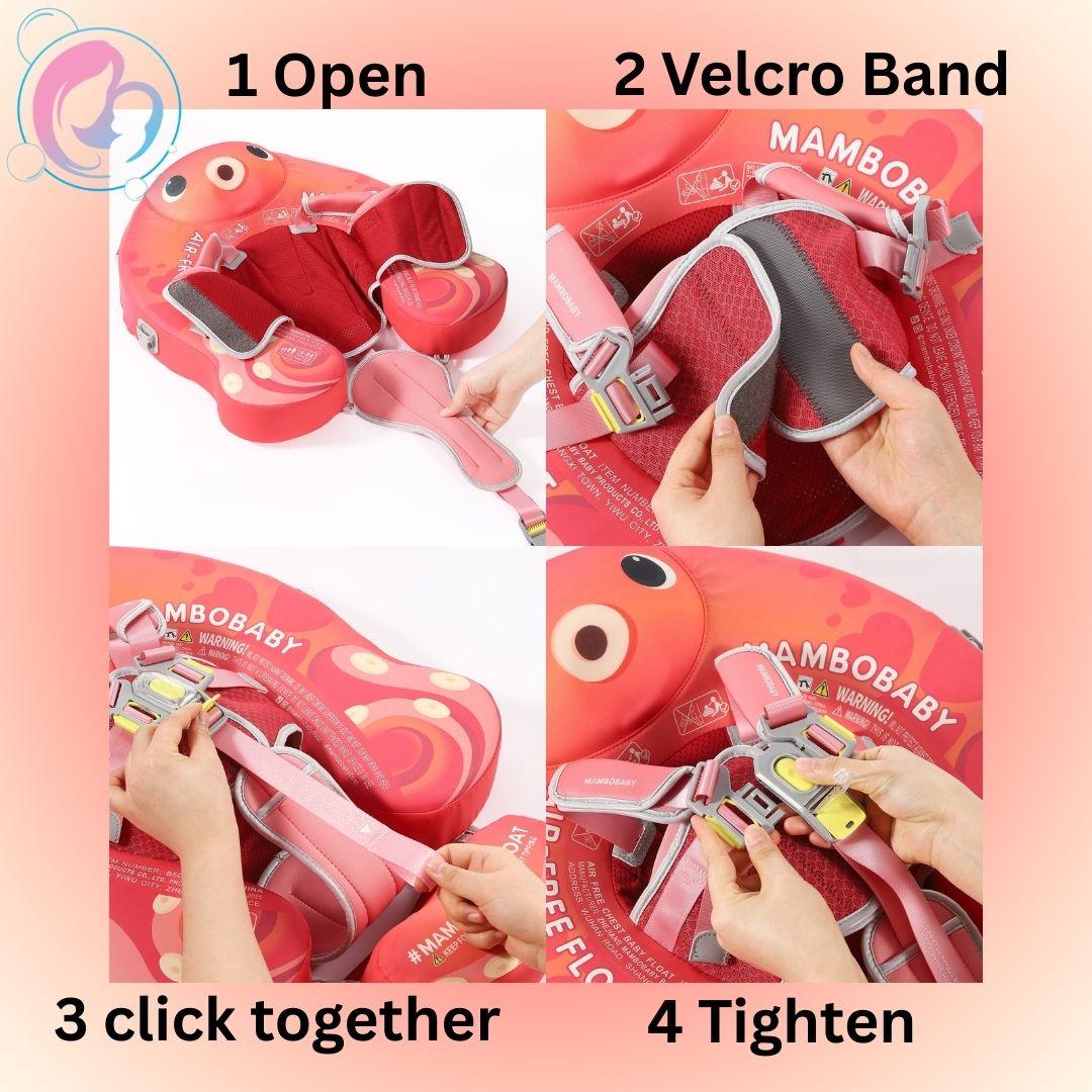 🐙Octo Hug Chest Float – Baby Pool Float with 3D Canopy (Pink & Red)