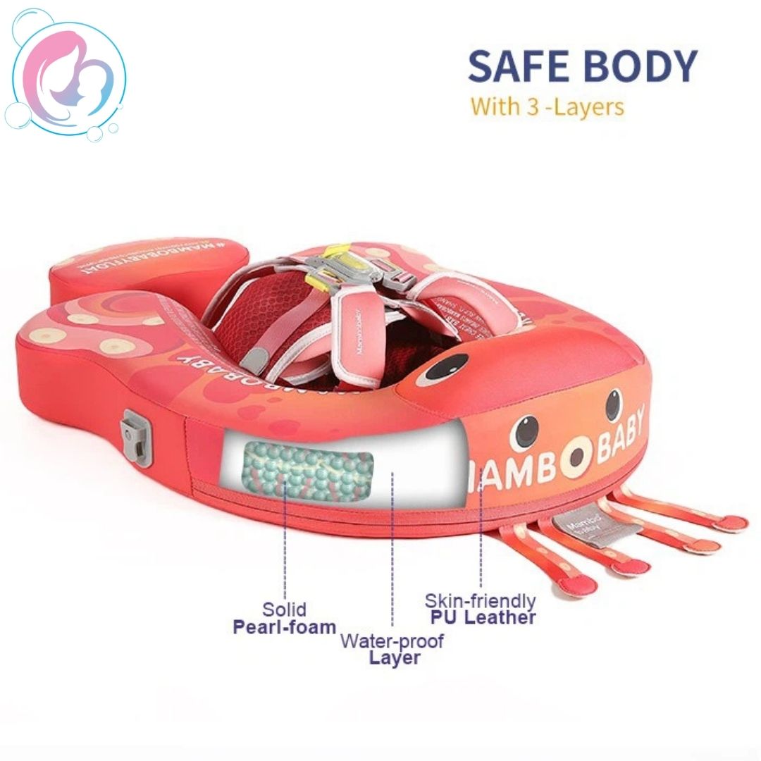 🐙Octo Hug Chest Float – Baby Pool Float with 3D Canopy (Pink & Red)