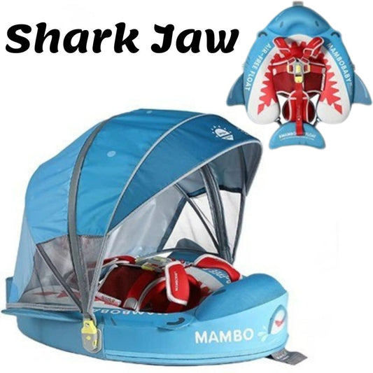 🦈Shark Jaw Chest Float – Baby Pool Float With 3D Canopy (Blue Red & White)