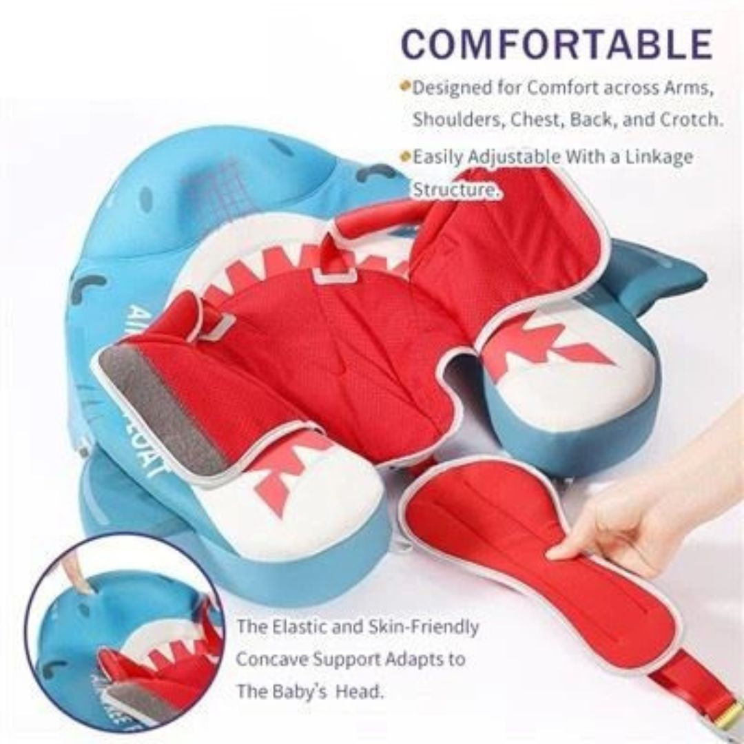 🦈Shark Jaw Chest Float – Baby Pool Float With 3D Canopy (Blue Red & White)