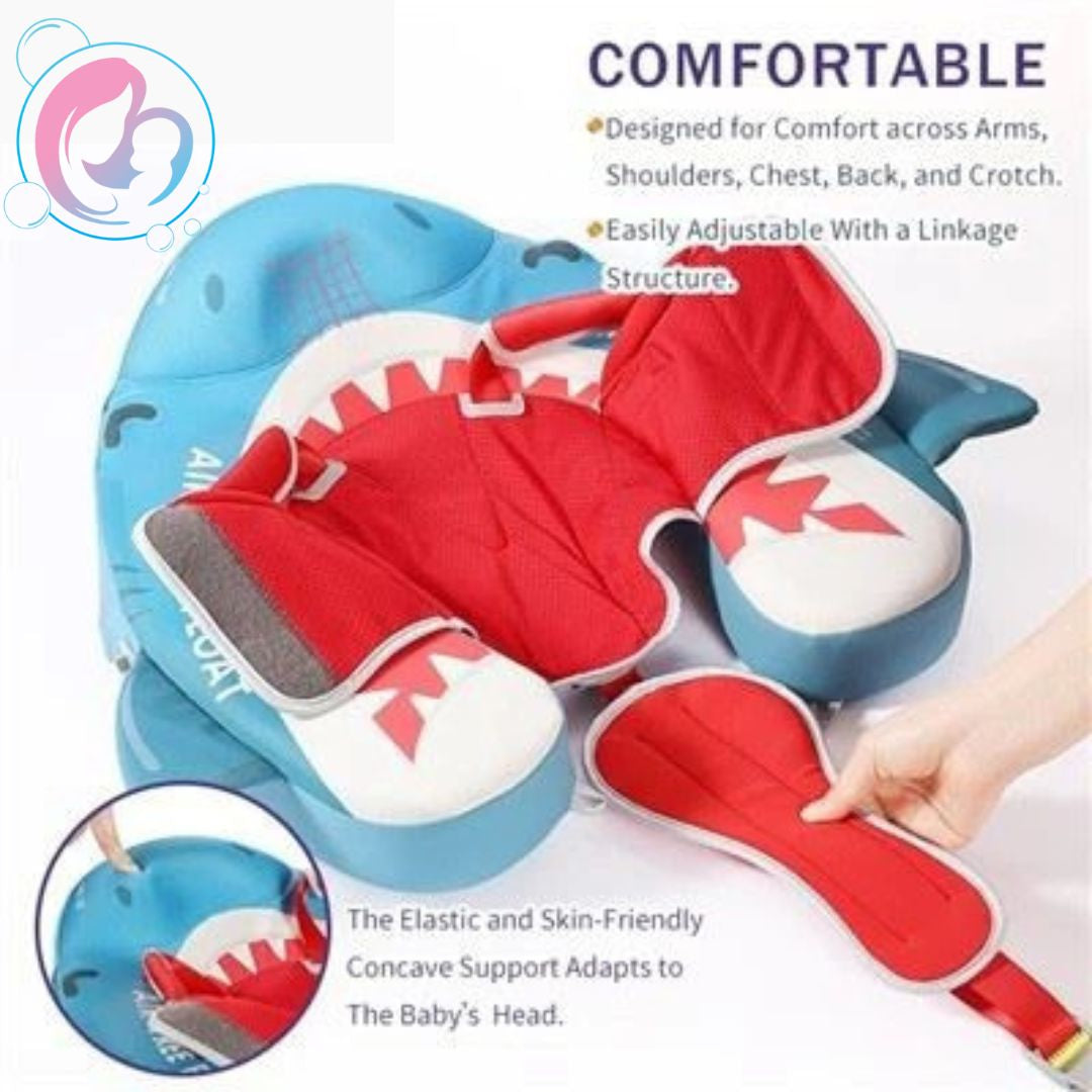🦈Shark Jaw Chest Float – Baby Pool Float With 3D Canopy (Blue Red & White)