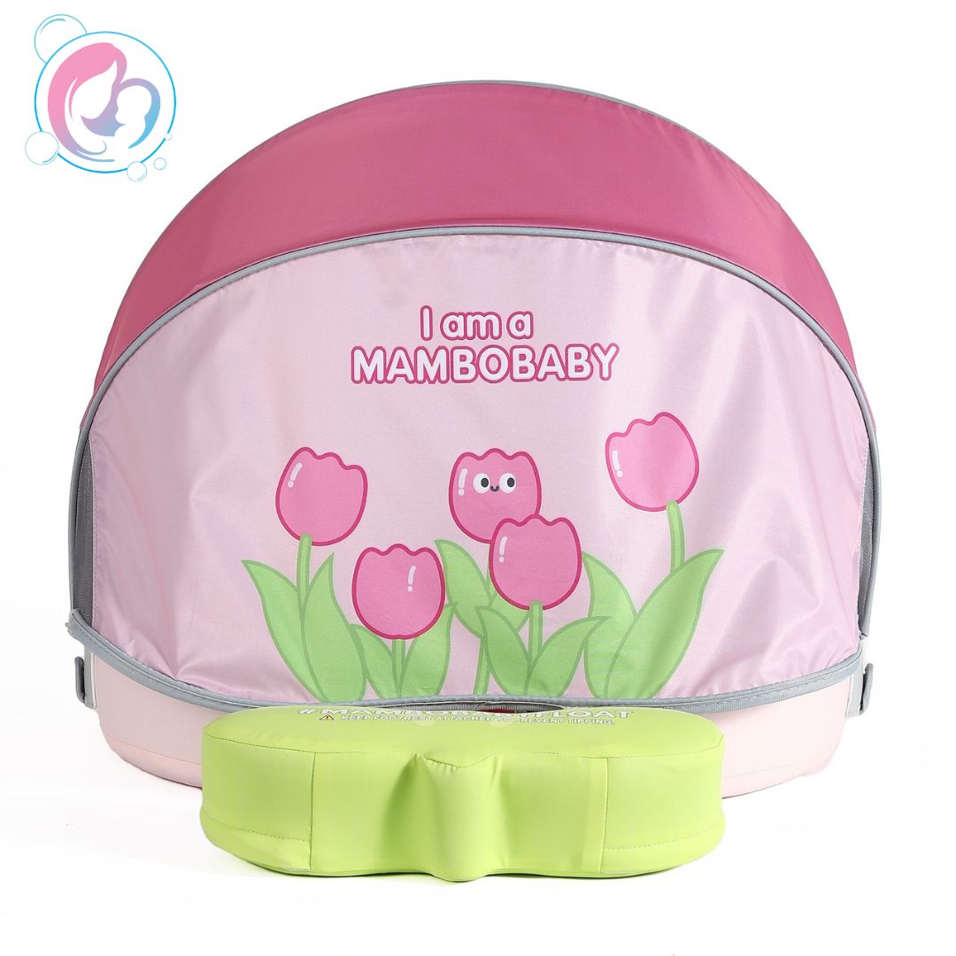 🌷 Tulip Bloom Mambobaby Float With 3D Canopy – Bright & Playful Baby Water Fun