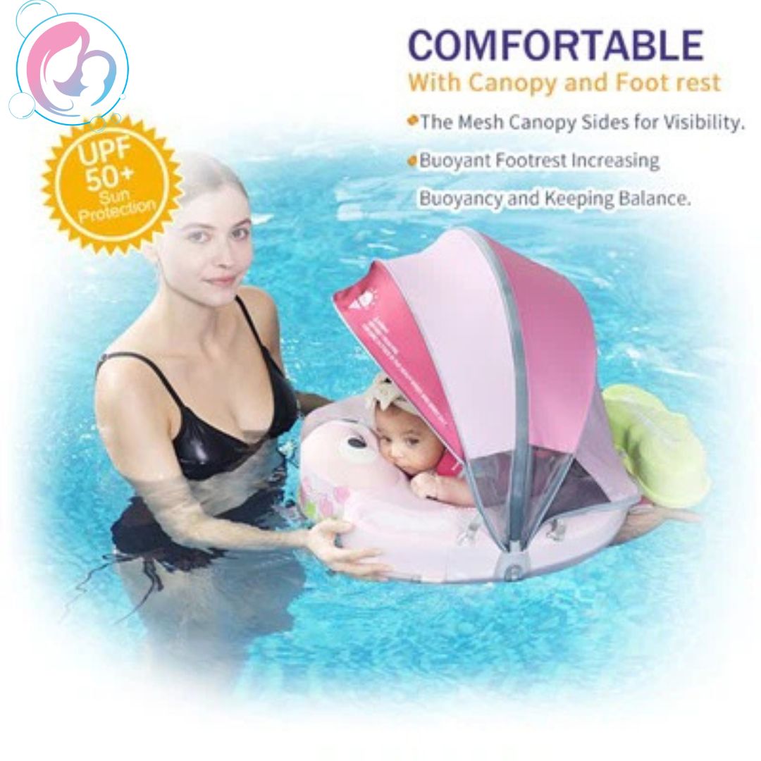 🌷 Tulip Bloom Mambobaby Float With 3D Canopy – Bright & Playful Baby Water Fun