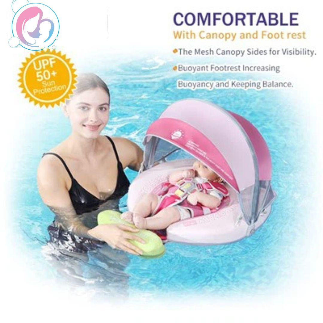 🌷 Tulip Bloom Mambobaby Float With 3D Canopy – Bright & Playful Baby Water Fun