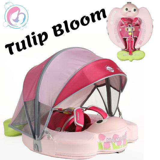 🌷 Tulip Bloom Mambobaby Float With 3D Canopy – Bright & Playful Baby Water Fun